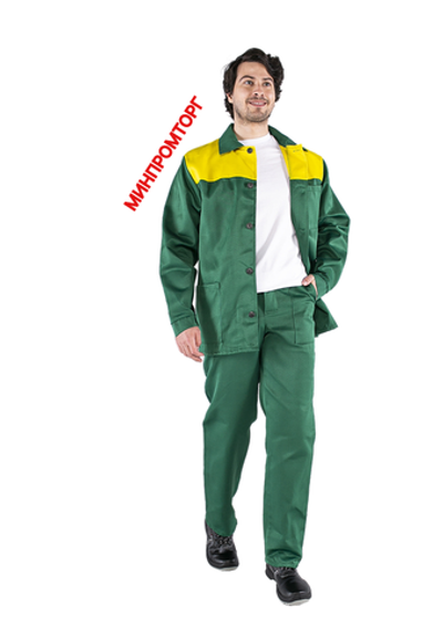 Костюм Стандарт (тк.Смесовая,210) брюки, зеленый/желтый