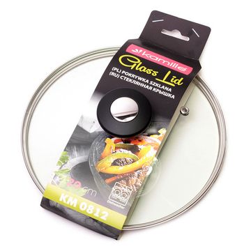 Крышка стеклянная 20 см. универсальная Kamille КМ 0812 с металлическим ободком