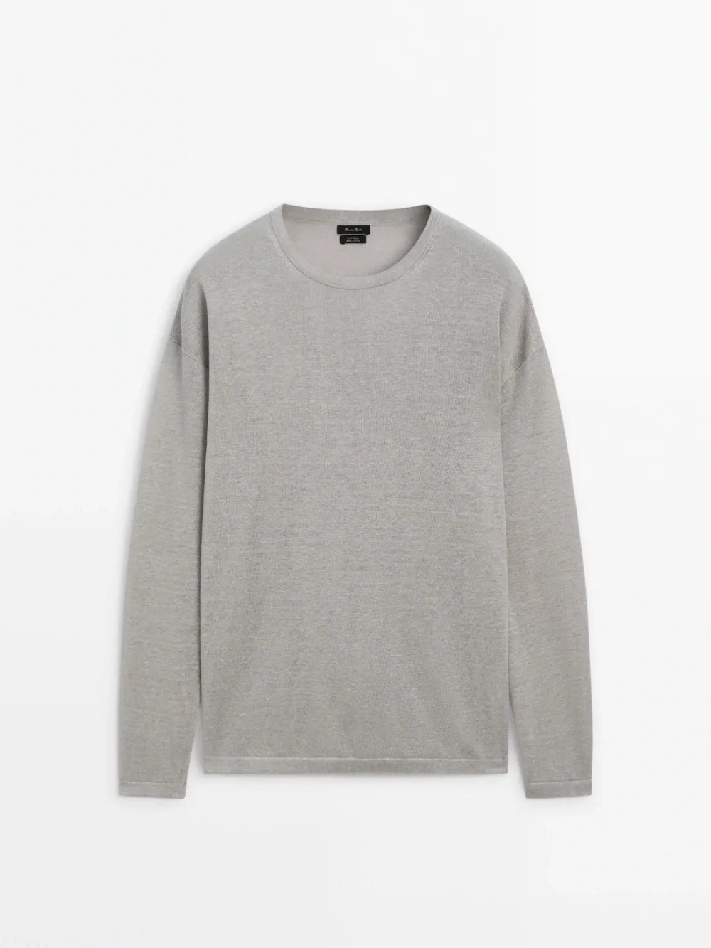 Massimo Dutti Льняной свитер с круглым вырезом, серый