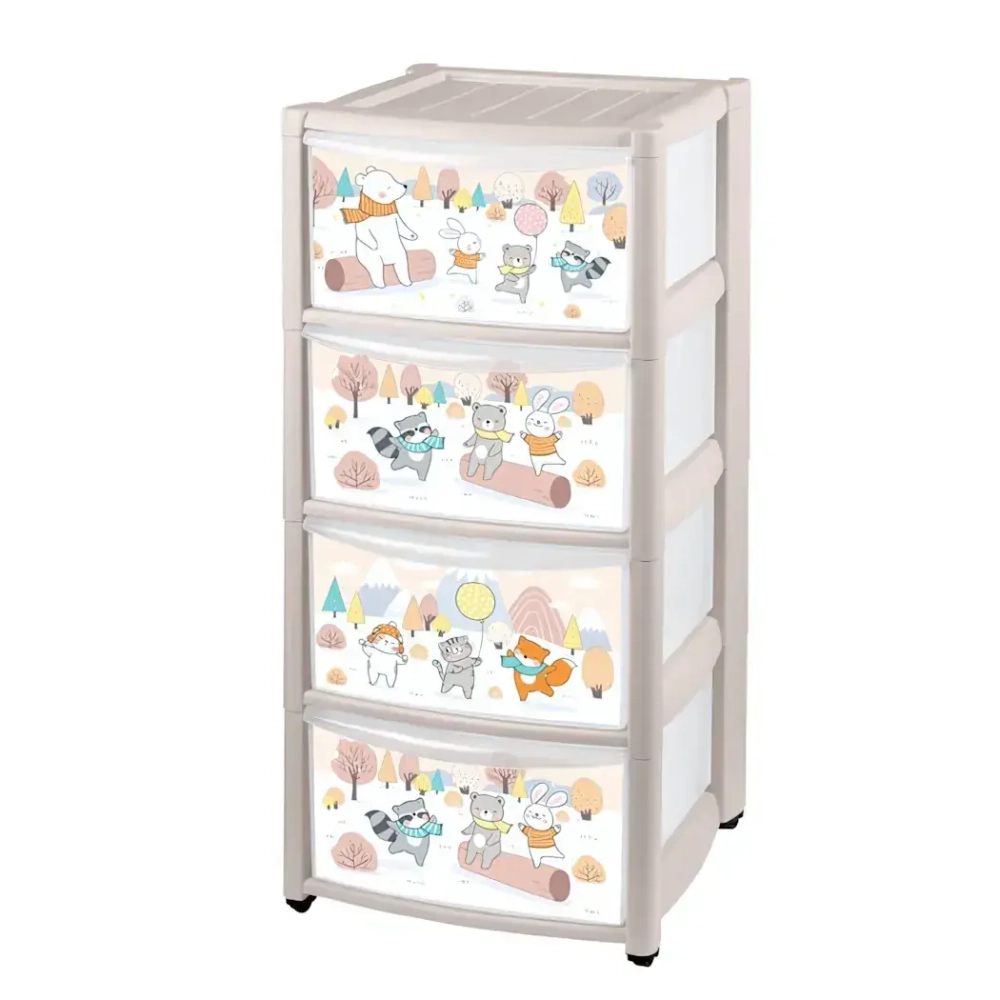 Комод на колесах 4 ящика 39*37*78,5см с рисунком микс