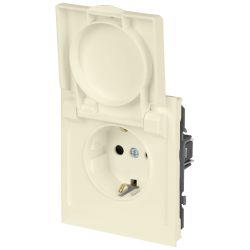 Розетка ЭРА Arktik 16-2103-02 с заземлением 2P+E Schuko со шторками с крышкой 16А-250В слоновая кость | Эра Arktik