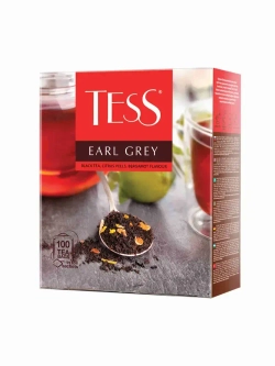 Черный чай Tess с цедрой цитрусовых и ароматом бергамота Earl Grey в пакетиках, 100 шт