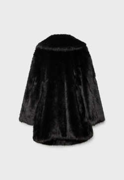 STRADIVARIUS Искусственная шуба стандартного кроя, черный