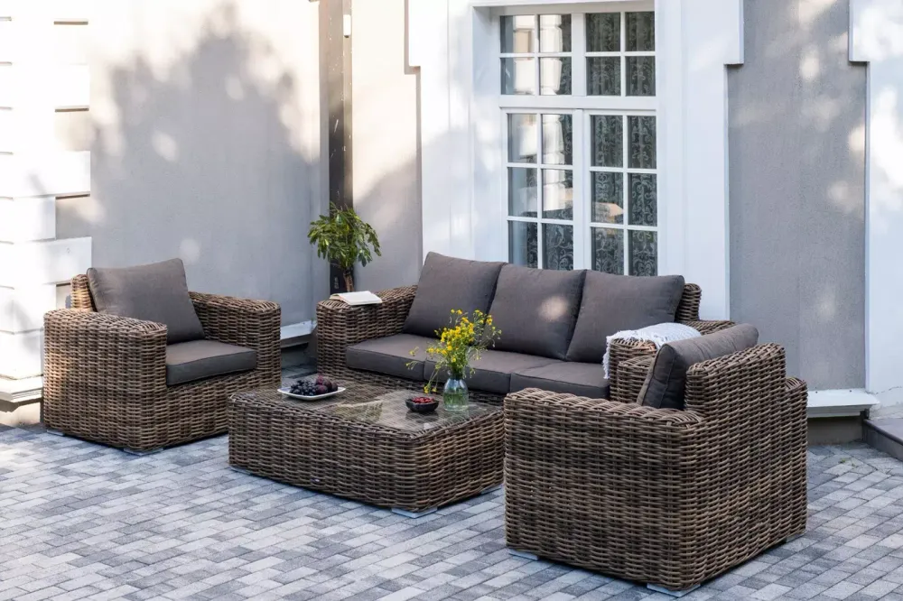 "Палермо" лаунж-зона из искусственного ротанга, цвет соломенный