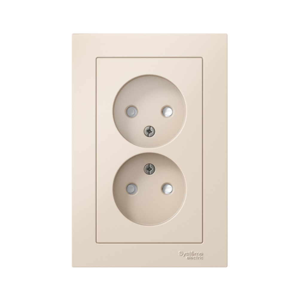 Розетка 2-м СП AtlasDesign 16А IP20 без заземл. защ. шторки в сборе беж. SE ATN000222