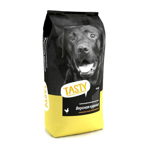 Сухой корм Tasty для взрослых собак, с курицей, 15 кг