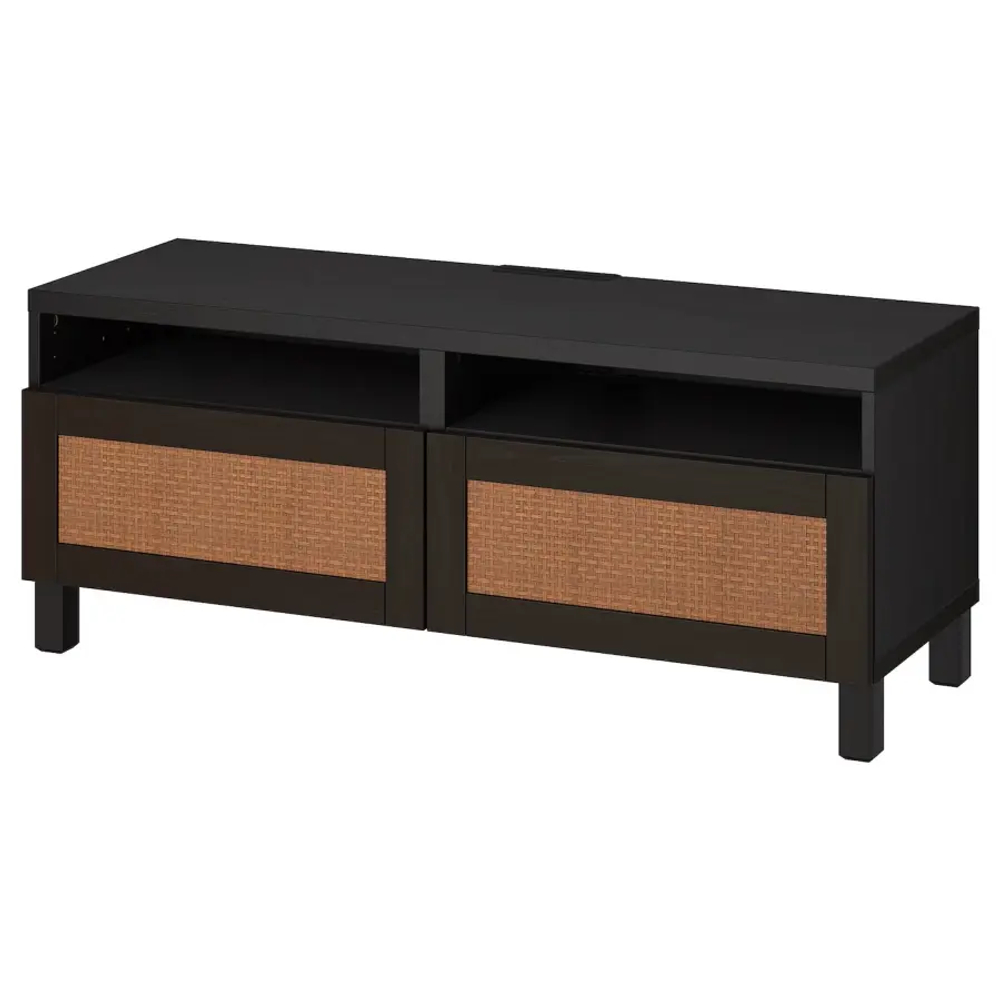 Тумба под ТВ с ящиками - IKEA BESTÅ/BESTA/БЕСТО ИКЕА, 42х48х120 см, черный/светло-коричневый