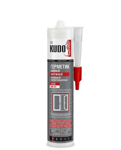 Герметик акриловый паропроницаемый шовный НАРУЖНЫЙ KUDO PROFF SMK-351, белый, 280 мл новинка!