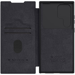 Кожаный чехол книжка от Nillkin для Samsung Galaxy S23 Ultra, серия Qin Pro Leather с защитной шторкой для камеры