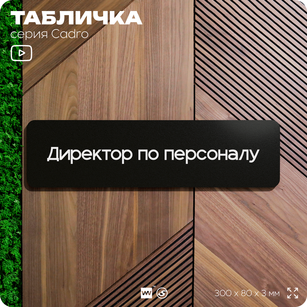 Табличка Директор по персоналу, на дверь, 30х8 см, черная, серия CADRO, Айдентика Технолоджи