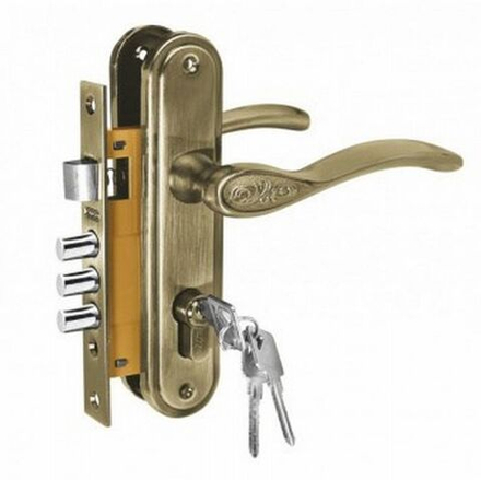 Комплект дверной &#40;ручка +замок&#41; LH 7036-103 AB бронза