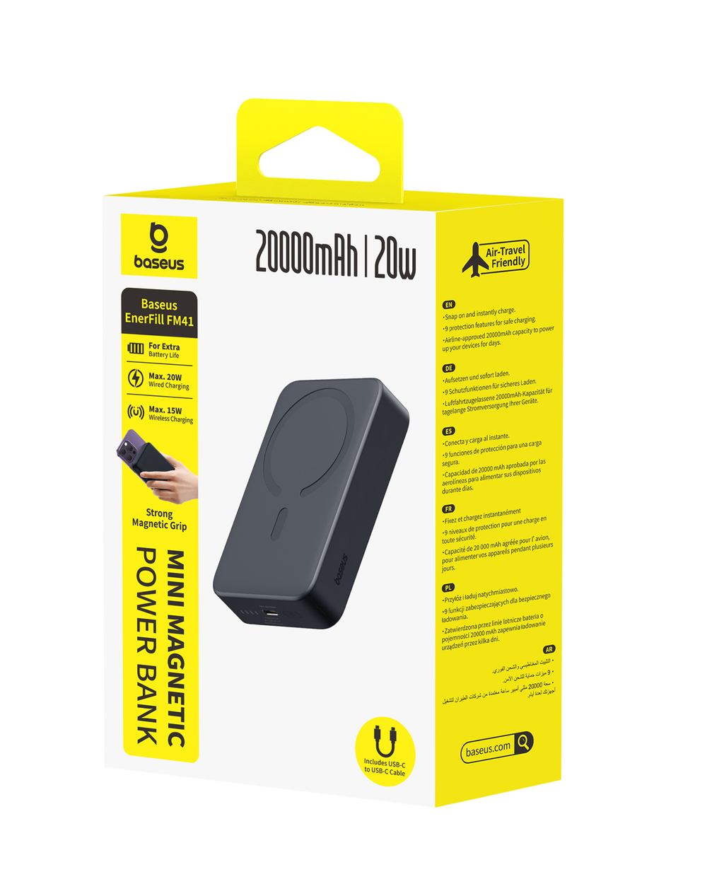 Внешний аккумулятор + Беспроводная зарядка Baseus EnerFill FM41 Magnetic Mini C+Qi 20000mAh 20W (MagSafe)