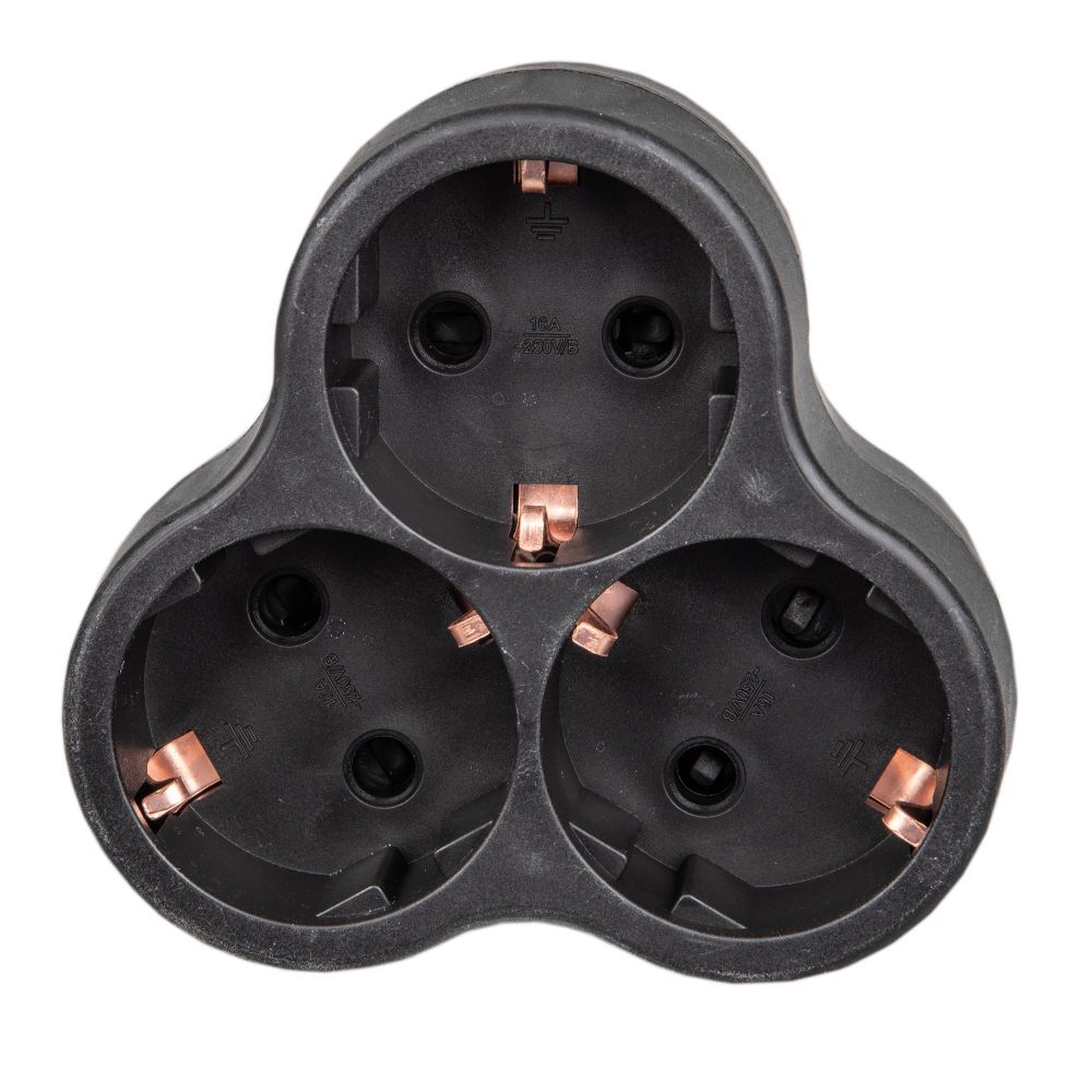 S-GES3-16F BLACK Разветвитель сетевой. с-з. 3 гнезда. 16А. 3500Вт. Черный. ТМ Uniel