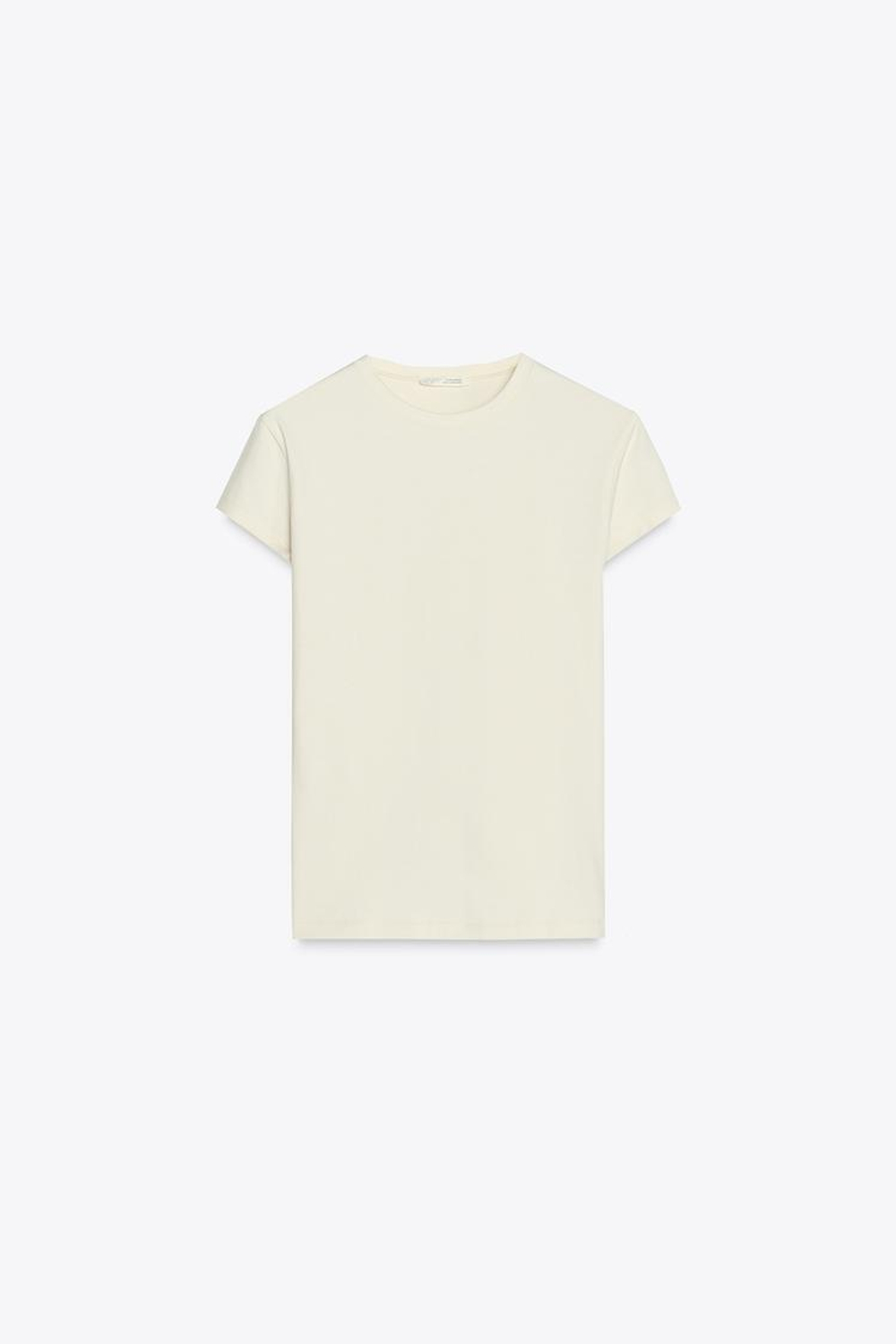 ZARA ФУТБОЛКА ОБЛЕГАЮЩЕГО КРОЯ С КОРОТКИМИ РУКАВАМИ, ЭКРЮ