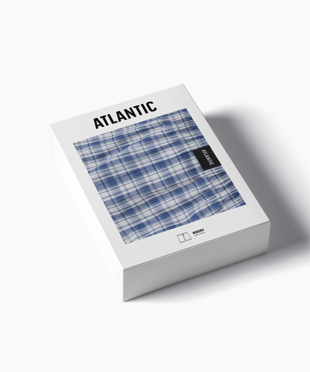 Мужские трусы боксеры Atlantic, 1 шт., хлопок, голубые, MBT-002