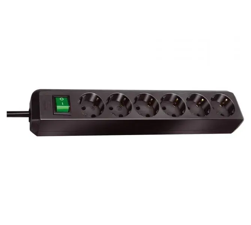 Удлинитель 1,5 м Brennenstuhl ECO-Line, 6 розеток, черный (1159500015)
