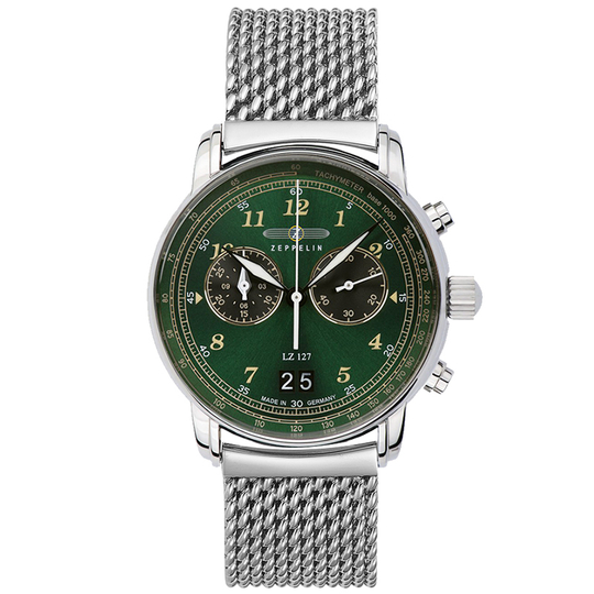 ZEPPELIN Piaget Collection Quartz Movement Men"s Watches Watch 40mm Green Dial Steel Strap