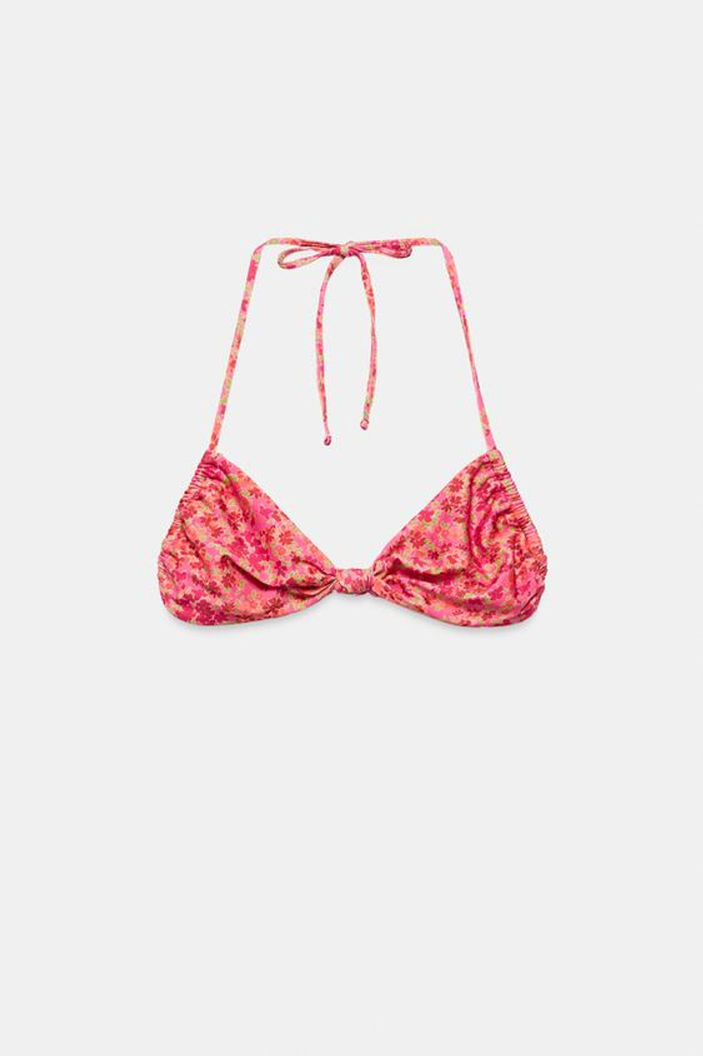 ZARA ТОП-БИКИНИ БАНДО С ЦВЕТОЧНЫМ ПРИНТОМ, РОЗОВЫЙ