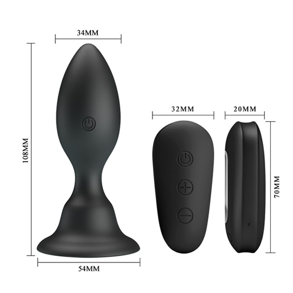 Черная анальная вибропробка 10,8см для ношения с пультом ДУ Mr.Play Vibrating Anal Plug Black BI-040076W-MR