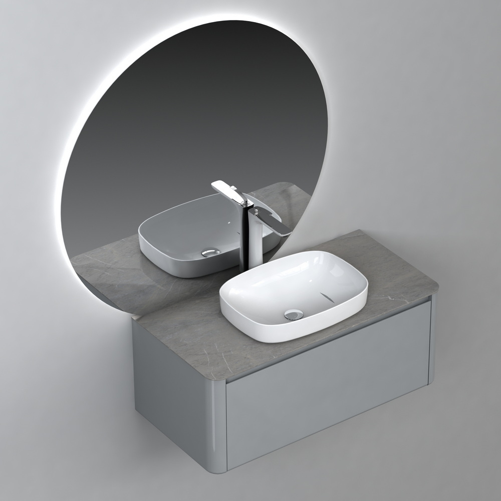 Тумба с раковиной Black&White Universe 100 см U915.1000 glossy light grey