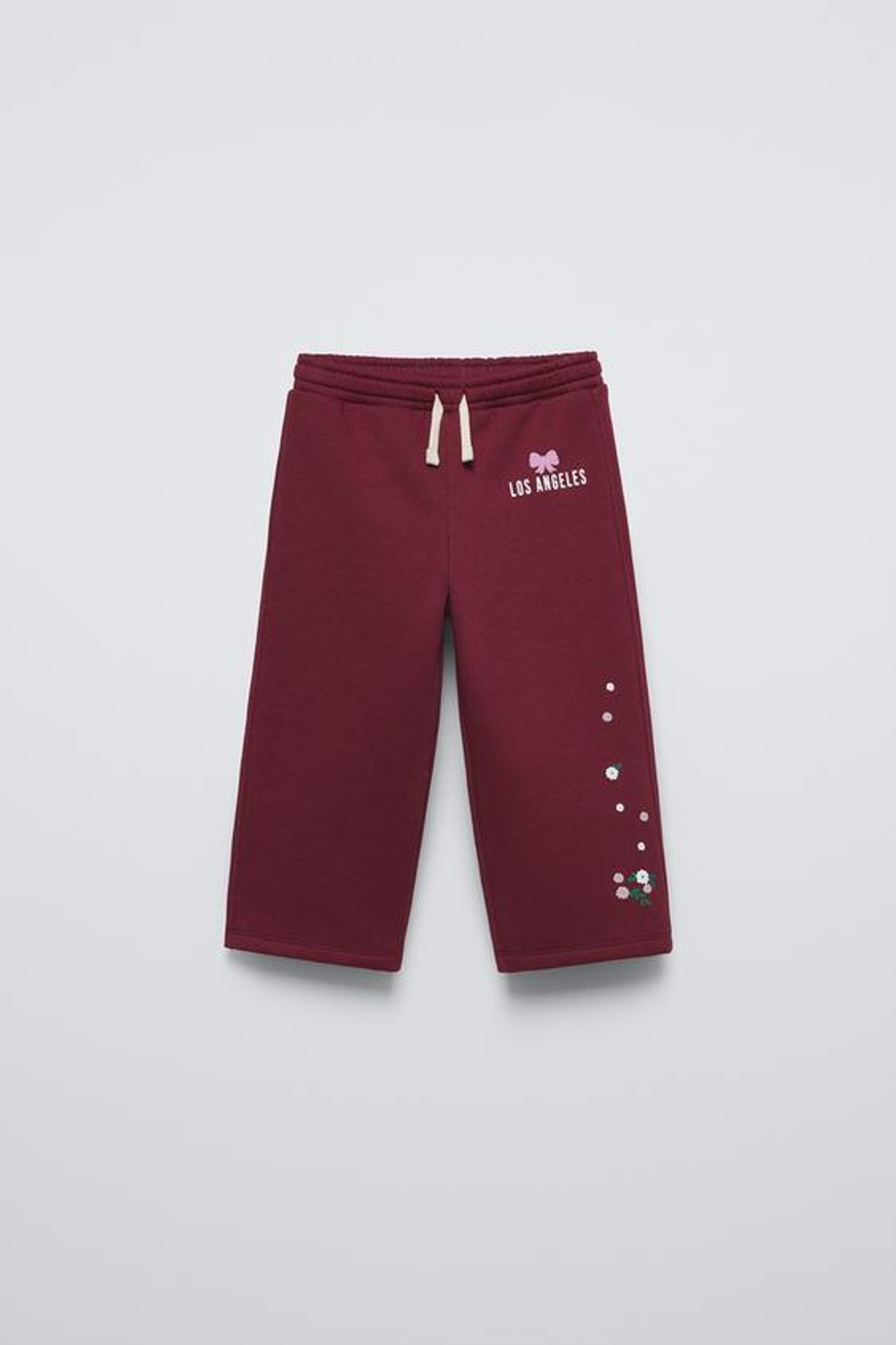 ZARA БРЮКИ С ШИРОКИМИ ШТАНИНАМИ И РЕЛЬЕФНЫМ УЗОРОМ, ЦВЕТ БУРГУНДСКОГО ВИНА