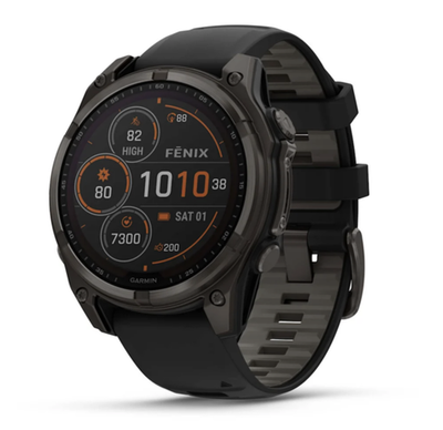 Смарт-часы Garmin Fenix 8 - 47 мм, Solar, Sapphire серый корпус, черный силиконовый ремешок