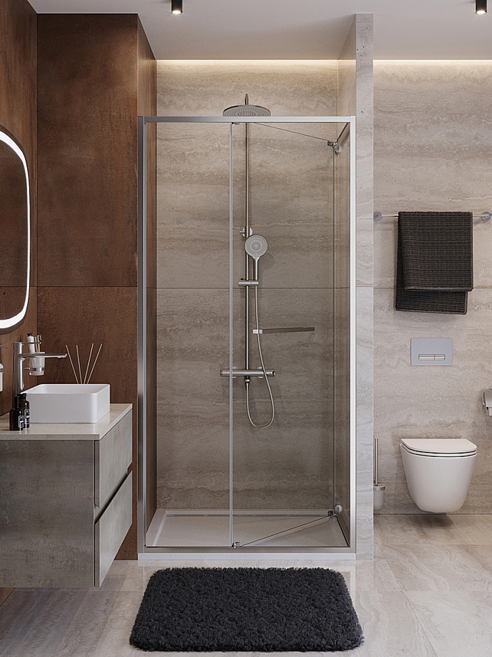 Душевая дверь Cezares LUX 70 B-FS-1-70-C-CR стекло прозрачное/профиль хром