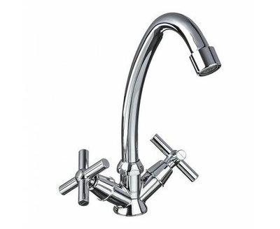 Смеситель для кухни поворотный излив 20см, керам. кран-буксы 1/2, хром, цинк, SK01-T217 СоюзКран (1/20)