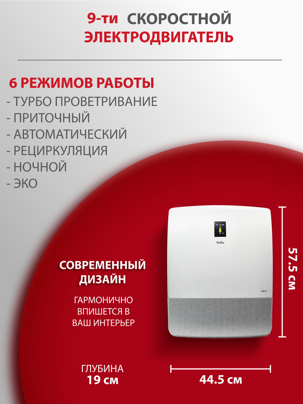Приточный очиститель воздуха Ballu Oneair ASP-200S