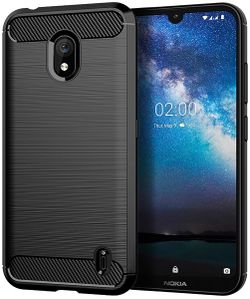 Чехол на Nokia 2.2 цвет Black (черный), серия Carbon от Caseport