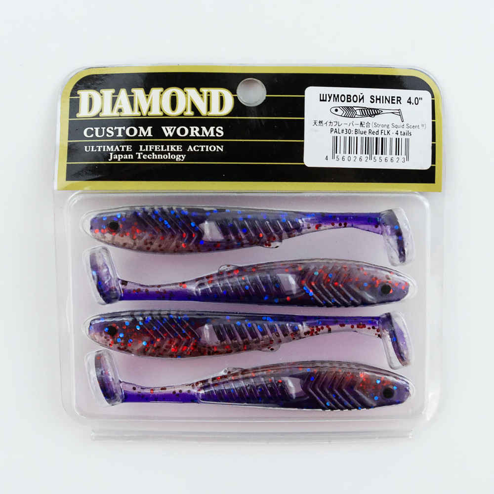 Виброхвост шумовой DIAMOND SHINER 4" (4шт/уп)
