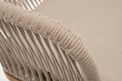"Лион" стул плетеный из роупа, основание дуб, роуп бежевый круглый, ткань бежевая 035