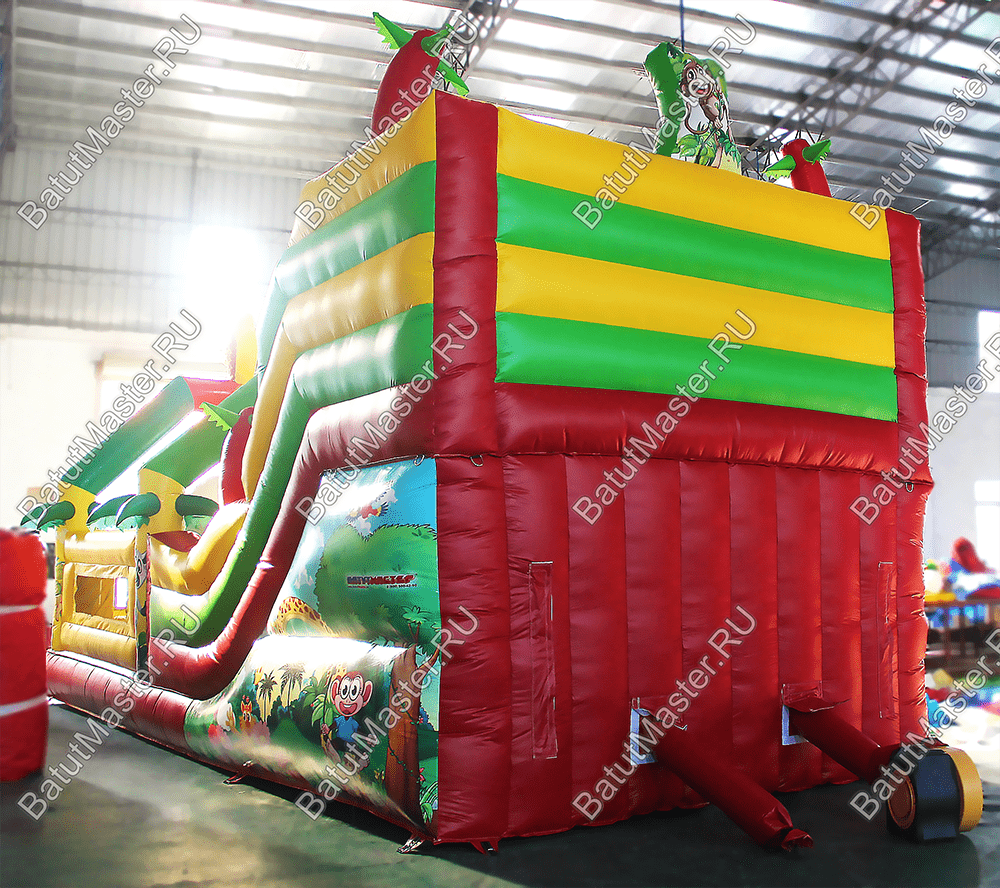 Батут с горкой "В гостях у жирафа", 8*4*5 м