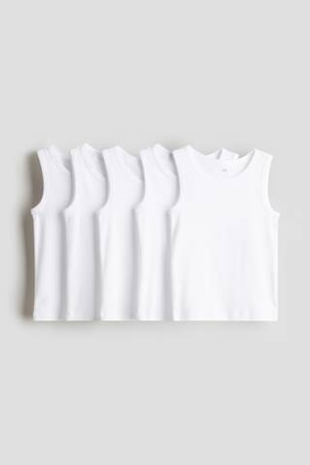 H&M Набор из 5 хлопковых маек, белый