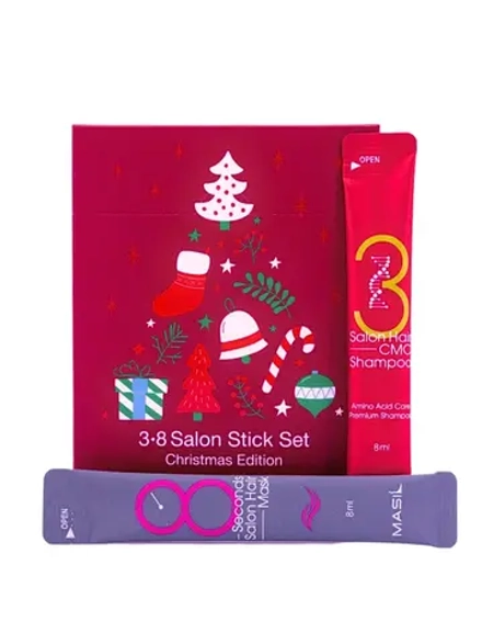 MASIL - НАБОР ПОДАРОЧНЫЙ 8 SECONDS SALON HAIR MASK STICK POUCH 8 МЛ * 10 ШТ  3 SALON HAIR CMC SHAMPOO 8 МЛ * 10 ШТ