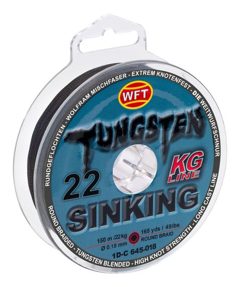 Леска плетёная WFT KG TUNGSTEN SINKING Black 150 м, 0,18 мм