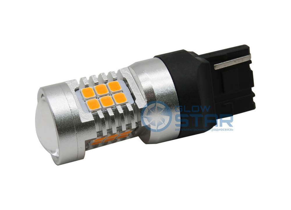 Светодиодная лампа 7440 (T20/W21W) 4G21-16W Yellow (Желтый), 12v, для поворотника, 1шт