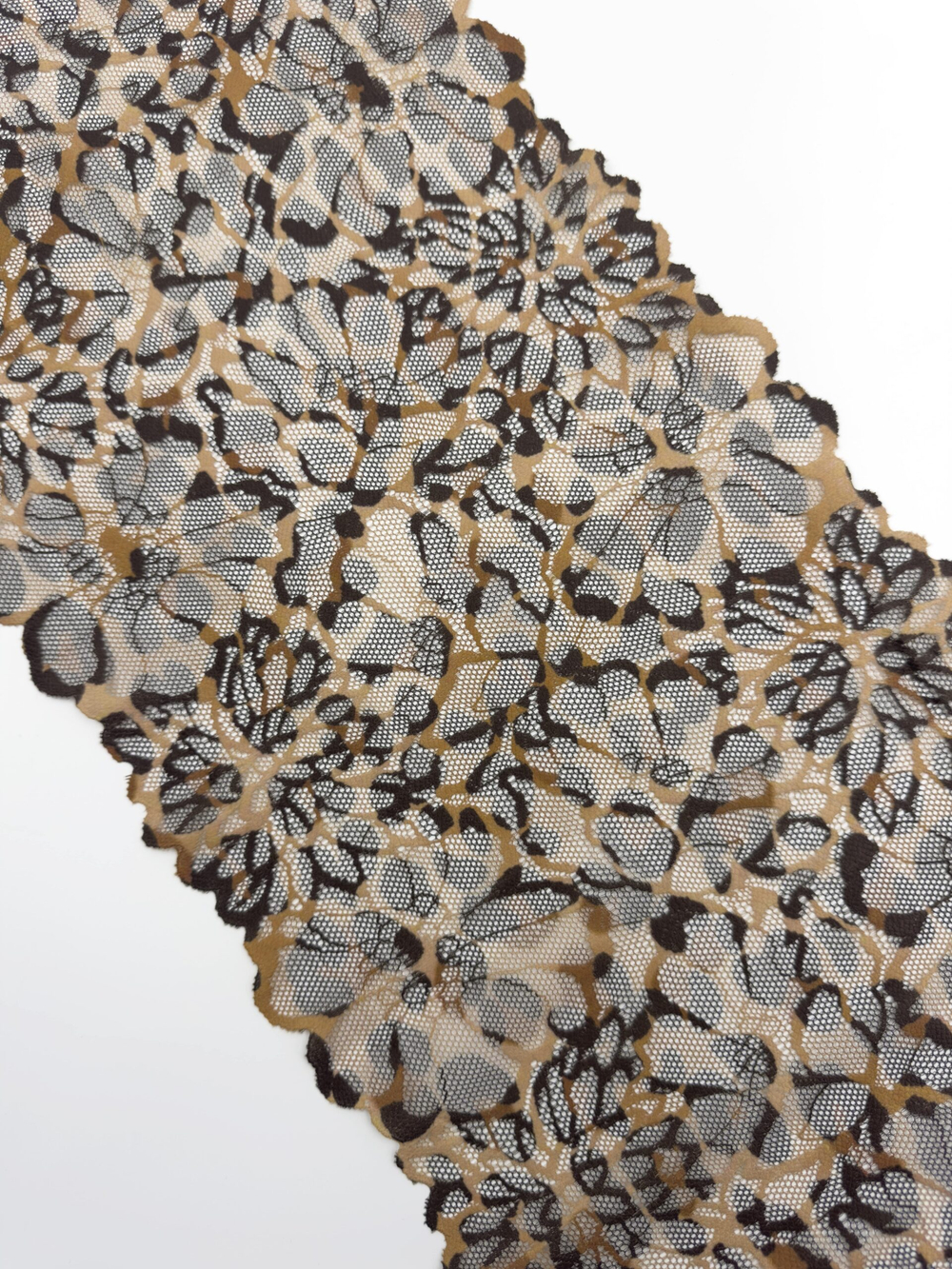 Эластичное кружево леопардовое ширина 22 см ОТРЕЗ 1.3 м