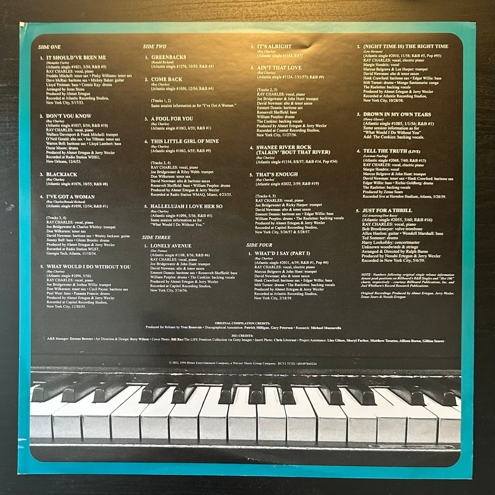 Ray Charles - The Best Of Ray Charles: The Atlantic Years 2LP (Европа 2021г.)