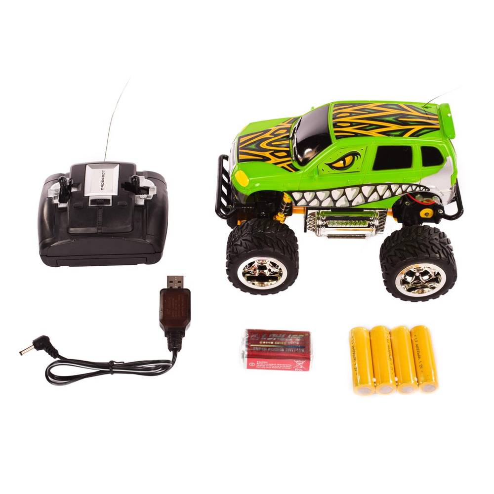 Джип на Р/У Монстр трак Динозавр, аккум., зелен коробка