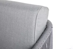 "Канны" левый модуль плетеный из роупа, каркас алюминий белый шагрень, роуп светло-серый круглый, ткань светло-серая