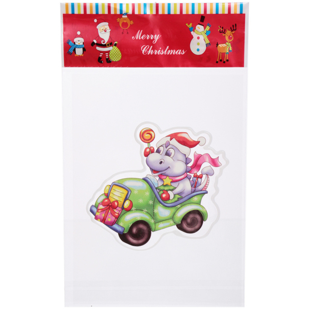 Наклейка на стекло «Дракоша на машине» 15*20 см