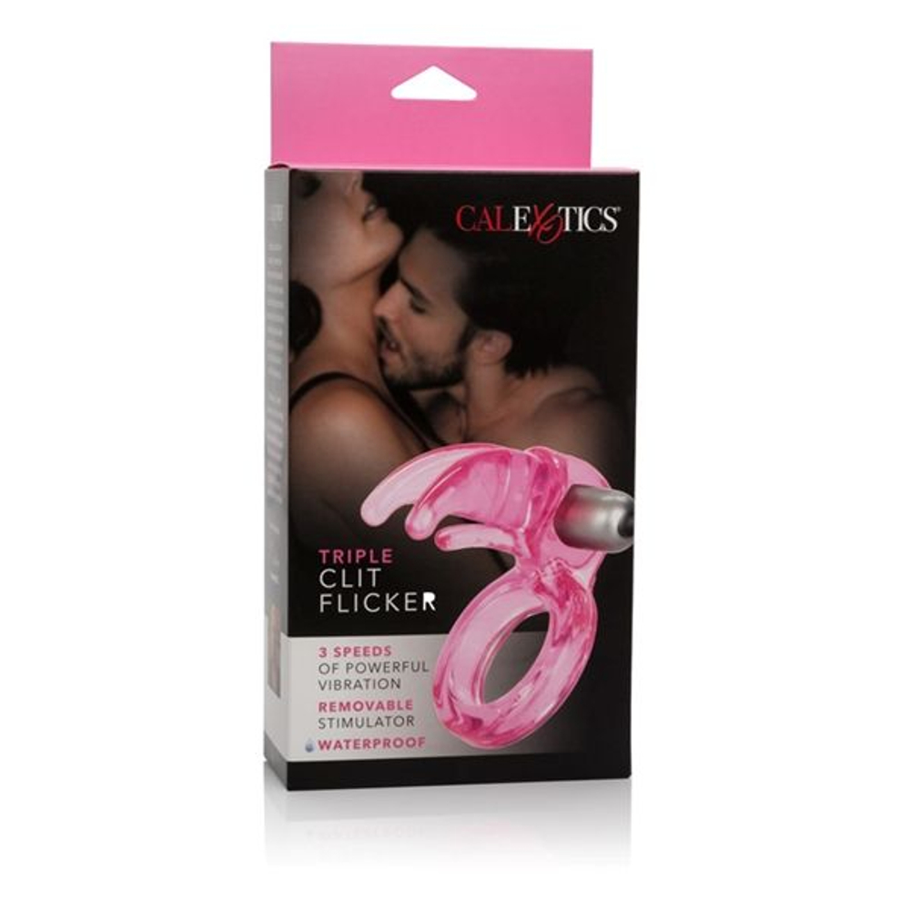 Розовое виброкольцо Triple Clit Flicker (Цвет: розовый)