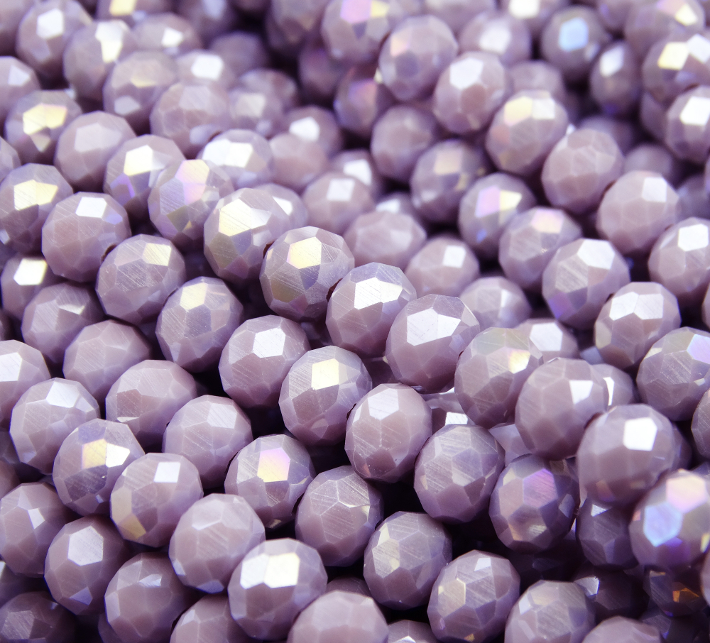 БН023ДС46 Хрустальные бусины "рондель", цвет: светло-фиолетовый AB непр., 4х6 мм, 58-60 шт.