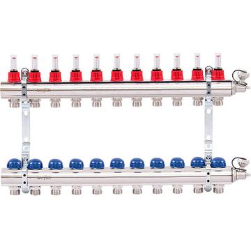 Коллектор Uni-Fitt 1"х3/4" 11 вых. из латуни с расходомерами и термостатическими вентилями 440E4311