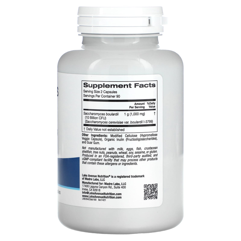 Lake Avenue Nutrition, сахаромицеты Буларди, 180 вегетарианских капсул (5 млрд КОЕ в 1 капсуле)