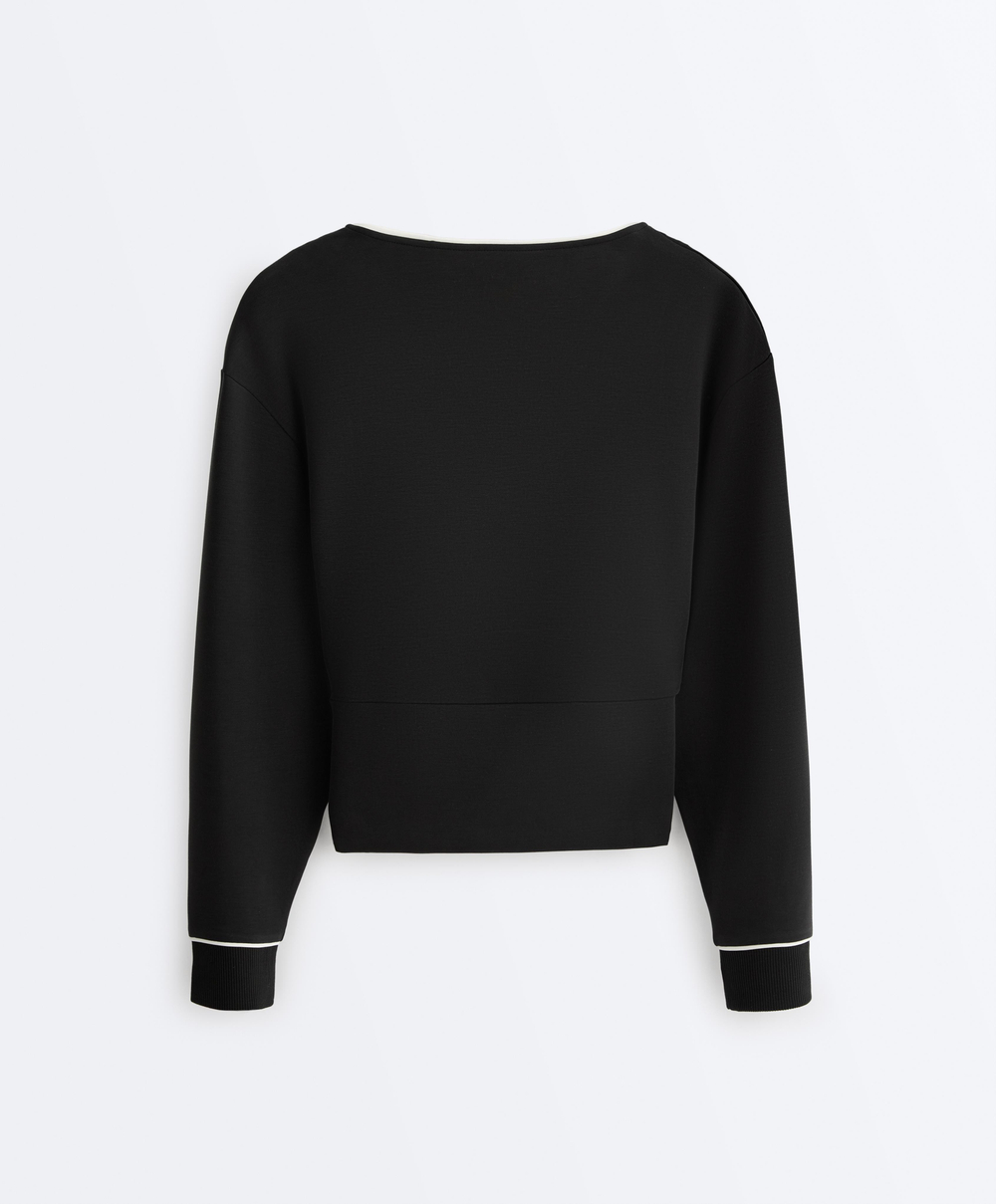 Oysho Толстовка с перекрестным кантом из модала, черный