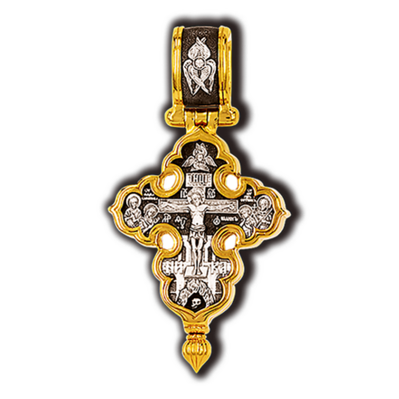 Мощевик с Распятием, Богородицей и святыми. Серебро 925°с позолотой.