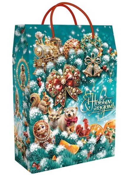 Подарочная коробка для конфет новогодняя "МалаХит" 3000гр (1/100шт)