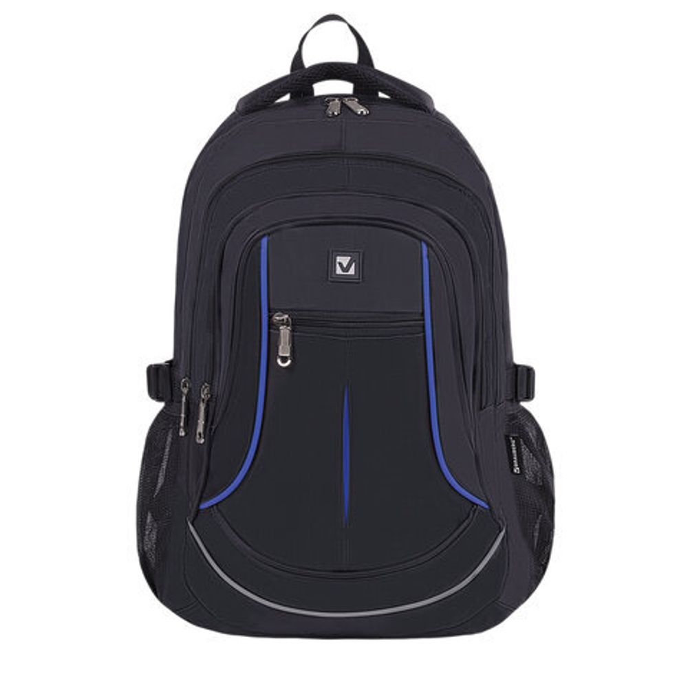 Рюкзак BRAUBERG HIGH SCHOOL универсальный, 3 отделения, "Выбор", черный/синий, 46х31х18 см, 271652